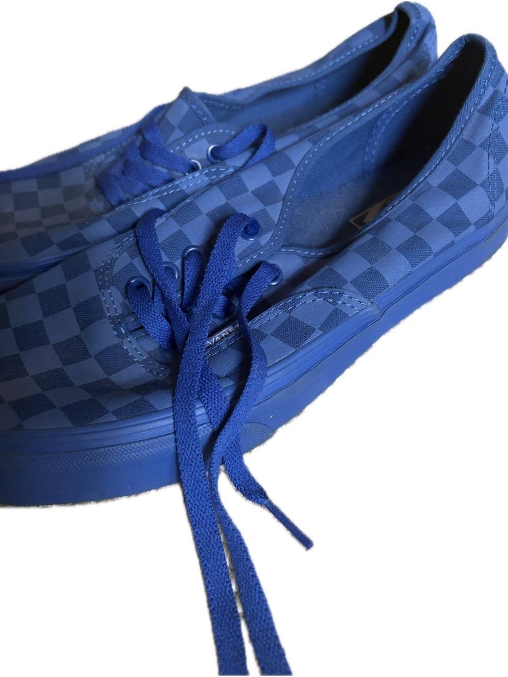 Blue Vans Checkerboard Lace-Up Sneakers